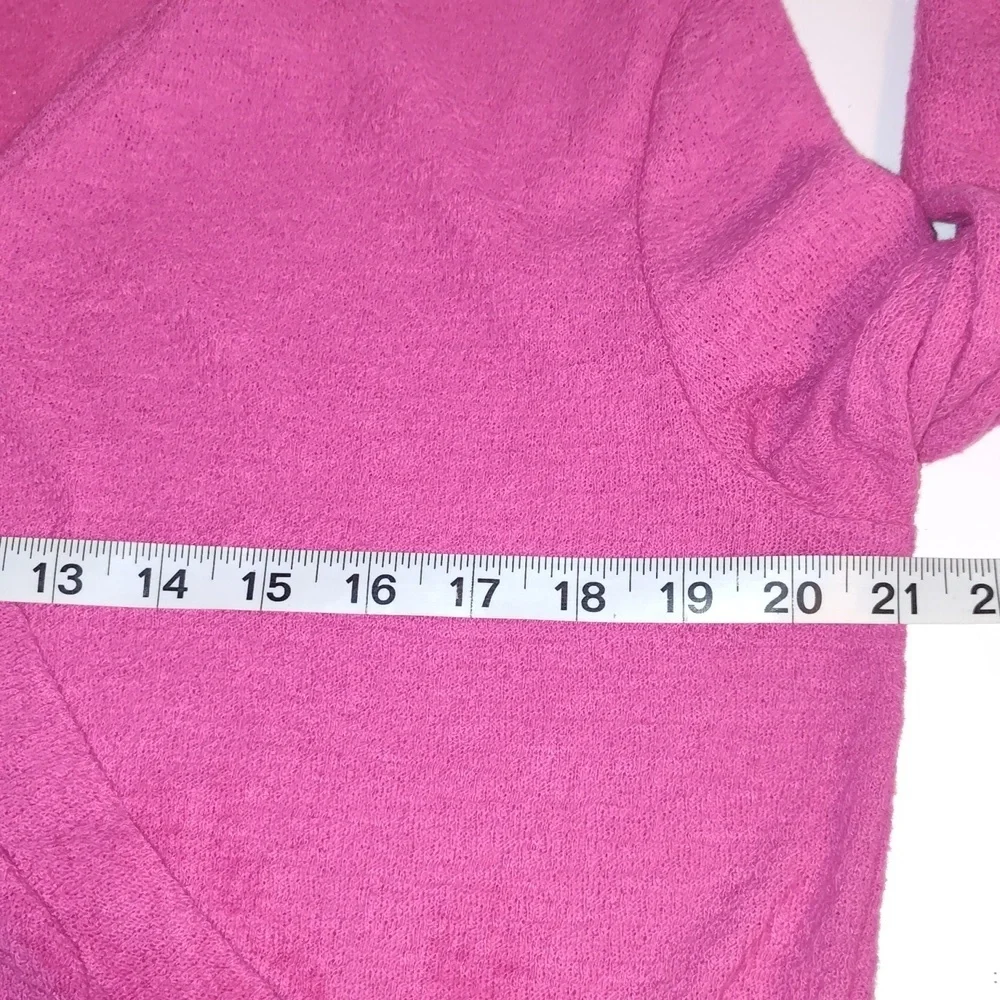 J.Crew Faux Wrap Pink Light Sweater Textured Crepe Crisp Berry Womens  Medium